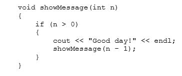 How many times will the following function call itself, if the value 5 is passed as the argument?   A) 1 B) 4 C) 5 D) An infinite number of times