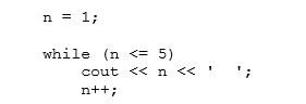 What is the output of the following code segment?   A) 1 2 3 4 5 B) 1 1 1... and on forever C) 2 3 4 5 6 D) 1 2 3 4 E) 2 3 4 5