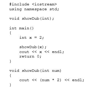 What is the output of the following program?   A)  2 2 B)  4 2 C)  2 4 D)  4 4