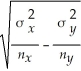 The margin of error of confidence intervals for the difference between two means,independent samples,and known population variances is given by    -    ± z<sub>α/2 </sub> <sub> </sub>     .