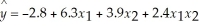 THE NEXT QUESTIONS ARE BASED ON THE FOLLOWING INFORMATION: Assume that x<sub>1</sub> is a continuous variable and x<sub>2</sub> is a dummy variable with a value of 0 or 1. -What are the model constant and the slope coefficient of x<sub>1</sub> when x<sub>2</sub><sub> </sub>equals 1 in the equation    ?