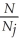 The sample size for the j<sup>th</sup> stratum using proportional allocation is n<sub>j</sub> =    × n.
