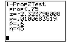 Identify the observed level of significance for the test summarized on the screen below and interpret its value.   