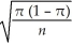 True or False: The standard deviation of the sampling distribution of a sample proportion is   where π is the population proportion.