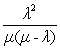 Identify the formula that is used to determine the average time a customer spends in the system (W) . A) <sub>W </sub><sub>= </sub> <sub> </sub>   B) W =   C) W =   D) W =  