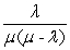 Identify the formula that is used to determine the average time a customer spends in the system (W) . A) <sub>W </sub><sub>= </sub> <sub> </sub>   B) W =   C) W =   D) W =  