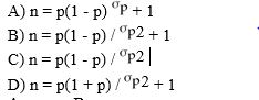 Which is the formula of the necessary sample size (n), where p is the proportion of the population having the attribute and p is the standard error of the proportion?