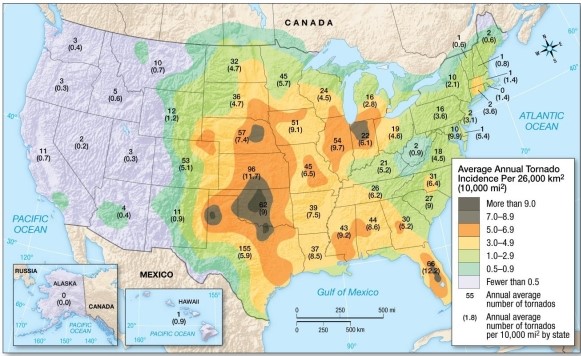  Tornado Alley    A) stretches from the southern Plains to the lower Great Lakes. B) is the nickname for the Storm Prediction Center in Norman, Oklahoma. C) is located in Florida. D) is a strip running from Kansas to western Pennsylvania.