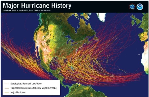 Major Atlantic hurricanes typically   A) are unaffected by midlatitude westerly winds. B) are affected by midlatitude westerly winds early in their lifetime. C) are affected by midlatitude westerly winds late in their lifetime. D) are affected by midlatitude westerly winds both early and late in their lifetime.