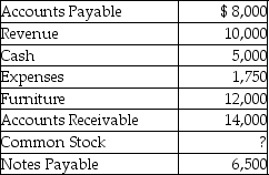 The following are the current month's balances for Toys Galore Inc.,before preparing the trial balance.   What amount should be shown for Common Stock on the trial balance? A) $16,500 B) $8,250 C) $14,500 D) $31,000