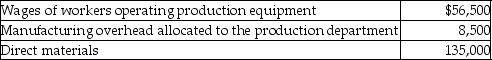 Bubbles Inc.produces gummy bears.The company purchases raw materials,stores them in warehouse,and then runs them through two processes: production and packaging.During September,the production process incurred the following costs in processing 20,000 gummy bears:   Use the FIFO method to compute the September conversion costs in the Production Department. A) $65,000 B) $200,000 C) $56,500 D) $8,500