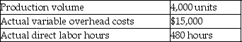 Elite Brands Company uses standard costs for its manufacturing division.Standards specify 0.1 direct labor hours per unit of product.At the beginning of the year,the static budget for variable overhead costs included the following data:   At the end of the year,actual data were as follows:   How much is the standard cost per direct labor hour for variable overhead? A) $22.50 per direct labor hour B) $33.75 per direct labor hour C) $28.12 per direct labor hour D) $25.00 per direct labor hour