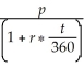 Evaluate s: s =   , where p = 3411.50, r = 0.0925, t = 75