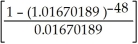 a) p =   - 1 = 0.01670189       b) PV<sub>g</sub> = 1737.45     d) p =   - 1 = 0.01776716      
