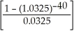 PV<sub>n</sub> = 2700.00 = 2700.00(22.2084332) = $59 962.77 Interest = 2700.00(40) - 59962.71 = 108000.00 - 59962.77 = $48 037.23