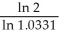 PV = 1, FV = 2, i = 0.0662 ÷ 2 = 0.0331 n = = = = 21.28569 The number of years = = 10.64 years