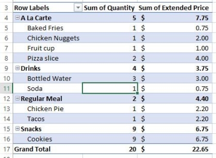 Match the Fields used below with the appropriate areas to make this Pivot Table.     Refer to the PivotTable above: