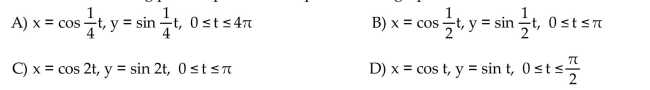 Provide an appropriate response. Which of the following pairs of parametric equations will graph a semicircle?