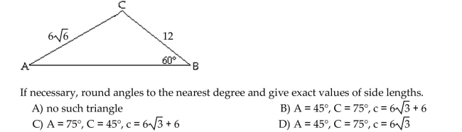 Find the missing parts of the triangle.