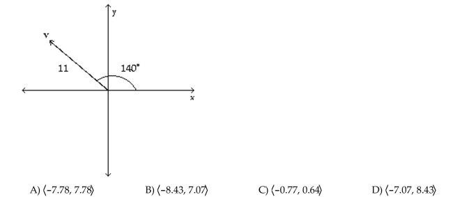 Write the vector in the form <a, b>. If necessary, round values to the nearest hundredth.