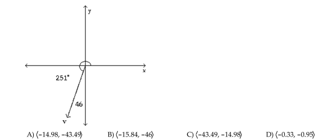 Write the vector in the form <a, b>. If necessary, round values to the nearest hundredth.