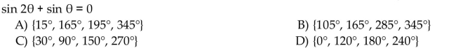 Solve the equation for solutions in the interval [0°, 360°). Round to the nearest degree.