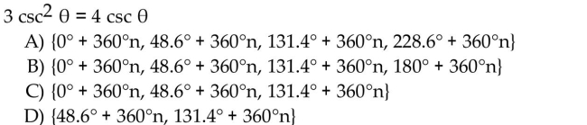 Solve the equation (x in radians and in degrees) for all exact solutions where appropriate. Round approximate answers in radians to four decimal places and approximate answers in degrees to the nearest tenth.