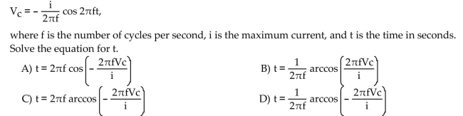 Solve the problem. In the study of alternating electric current, capacitive voltage is given by
