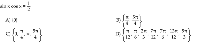 Solve the equation for solutions in the interval [0, 2