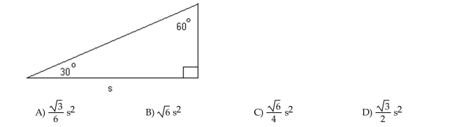 Solve the problem. Find a formula for the area of the figure in terms of s.