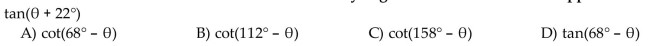 Write the function in terms of its cofunction. Assume that any angle in which an unknown appears is an acute angle.