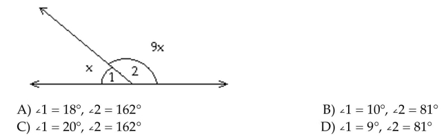 Identify the name of the angles labeled in the figure. ∠1 and ∠2 are supplementary angles. What are the measures of the two angles?  <div style=padding-top: 35px> 