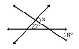 Find the measure of ∠x. -  A)  55° B)  28° C)  125° D)  Not enough information to solve
