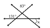 Find the measure of ∠x. -  A)  49° B)  48° C)  83° D)  Not enough information to solve