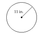 Find the requested measurement. Use π ≈ 3.14 and round your answer to the nearest hundredth. -Find the circumference.   A)  69.08 in. B)  34.54 in. C)  13.97 in. D)  379.94 in.