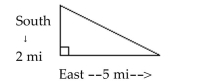 Solve the problem. -A long-distance runner runs 2 miles south and then 5 miles east. How far is the runner from the Starting point? Round your answer to thousandths.   A)  3.742 mi B)  7.000 mi C)  5.385 mi D)  6.385 mi