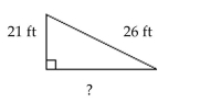 Solve the problem. -Below is a schematic depiction of a waterslide. The slide is 26 ft long. The ladder leading to the top Of the slide is 21 ft long. How far is it from the end of the slide to the foot of the ladder? Round your Answer to hundredths.   A)  15.33 ft B)  7.67 ft C)  117.50 ft D)  23.50 ft