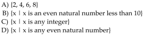 Write the set in set-builder notation. {2, 4, 6, 8}