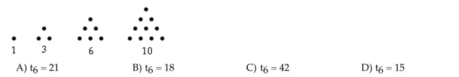 Solve the problem using inductive reasoning. Find the 6th triangular number that corresponds to the following dot sequence.