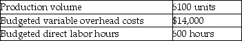 Judd Company uses standard costs for its manufacturing division.Standards specify 0.2 direct labor hours per unit of product.The allocation base for variable overhead costs is direct labor hours.At the beginning of the year,the static budget for variable overhead costs included the following data:   At the end of the year,actual data were as follows:   What is the variable overhead cost variance? (Round any intermediate calculations to the nearest cent,and your final answer to the nearest dollar. )  A) $14,000 U B) $15,100 F C) $3902 U D) $4878 F