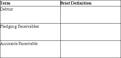 Provide a brief definition of each of the following terms.   