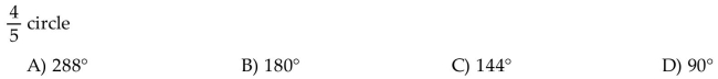 Find the degree measure of the angle created by the given part of a circle.