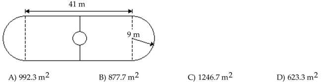Solve the problem. Find the area of the skating rink. Round to the nearest tenth.