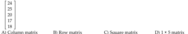 Provide an appropriate response Which choice best describes the following matrix?