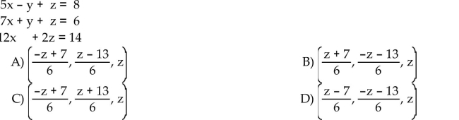 Use the Gauss-Jordan method to solve the system of equations.