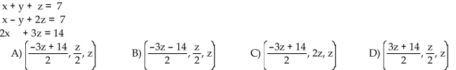 Use the Gauss-Jordan method to solve the system of equations.