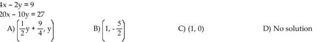 Use the echelon method to solve the system of two equations in two unknowns.