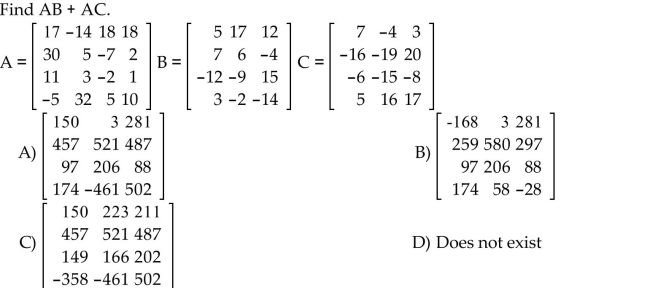 Use a graphing calculator to find the matrix product and/or sum.