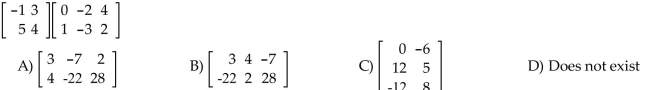 Find the matrix product, if possible.