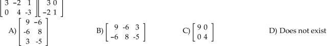 Find the matrix product, if possible.